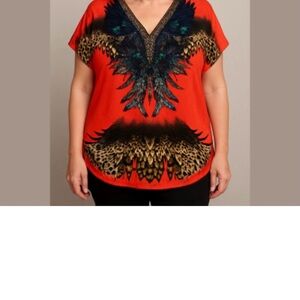 Peacock tunic with rhinestones. OSFM